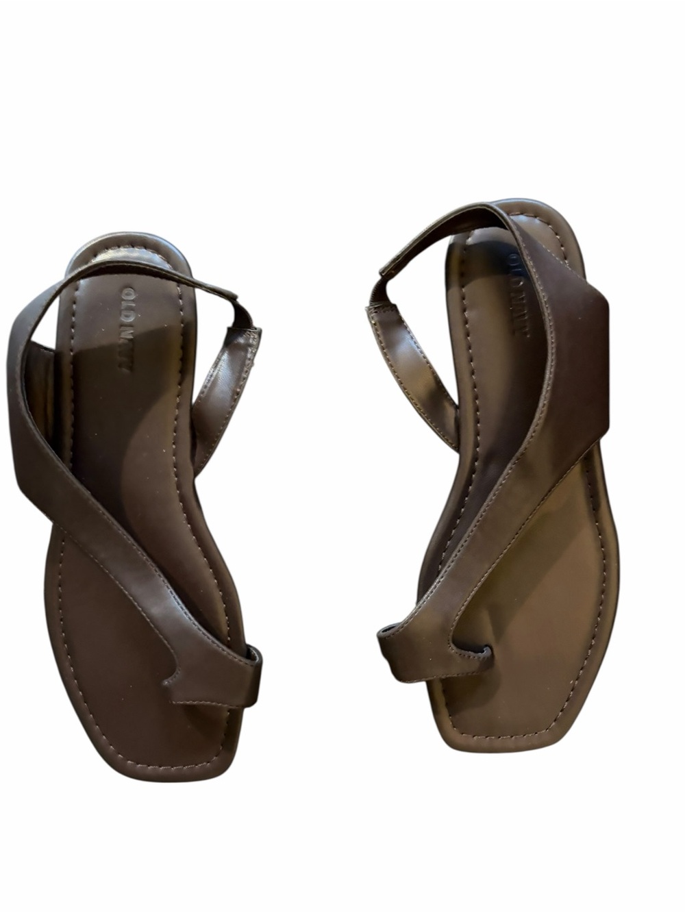 #112 OLD NAVY  Dark Brown Leather Toe-Loop Sandals